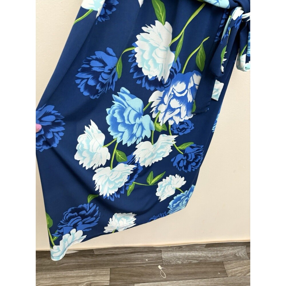 Charter Club Women’s Dress Floral XL Short Sleeve With Belt Surplice Neck - Picture 9 of 14